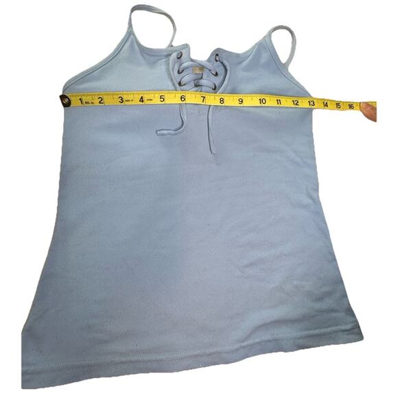 light blue, lace-up cami tank top Y2K, Women's Medium large Stretch Cottagecore - Picture 5 of 9